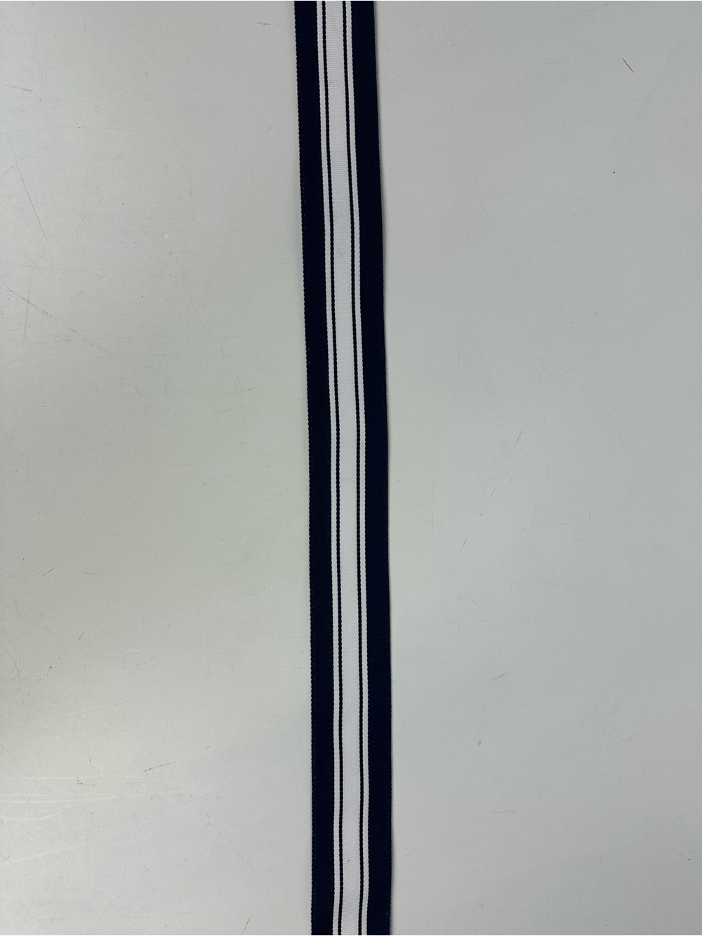 Lauren Ralph Lauren Navy and White Striped Ribbon Belt with Gold Ring - Picture 8 of 12